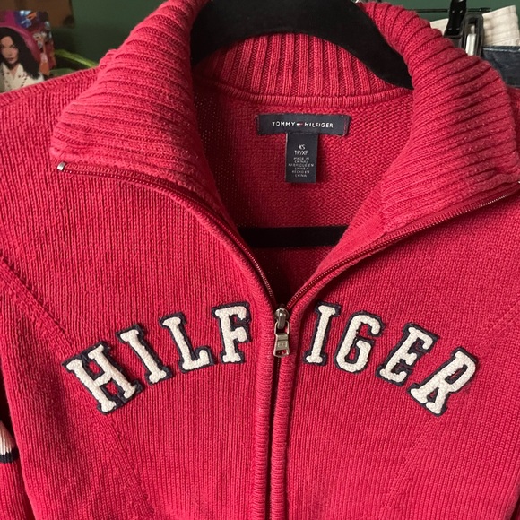 Preppy blokecore Tommy Hilfiger embroidered logo knitted zip up - Picture 2 of 2